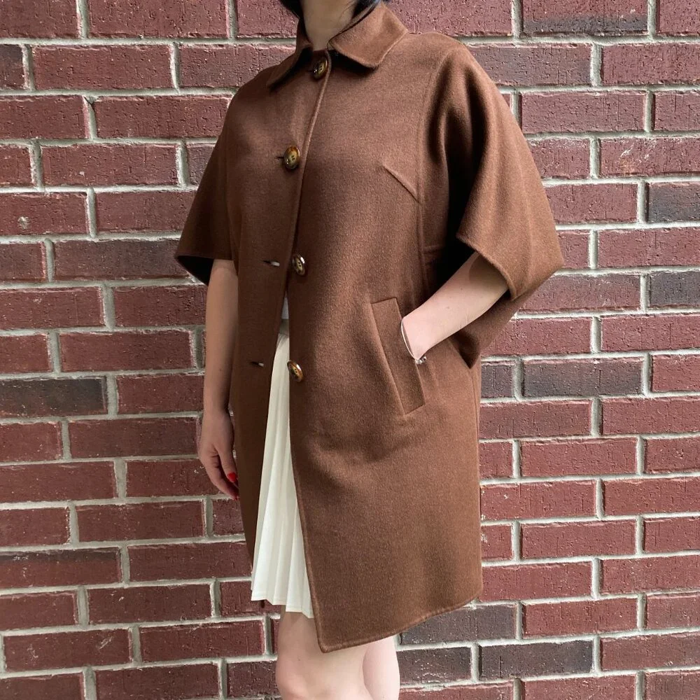 Michael Kors Doubleface Cape in Brown, size Medium - Picture 7 of 7